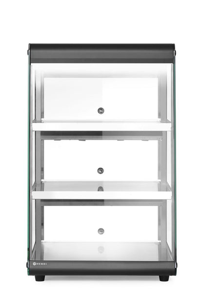 HENDI Beheiztes Thekendisplay Schwarz – 3 Ebenen, 50–70 °C