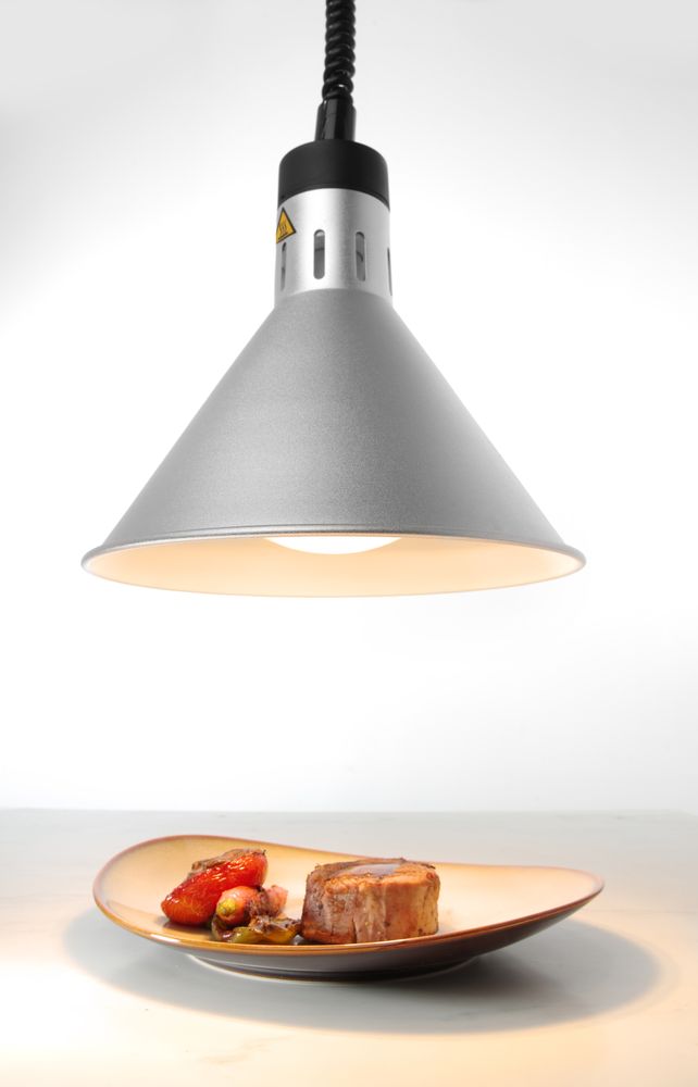 HENDI Wärmelampe konisch, höhenverstellbar – Silber