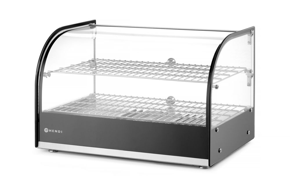 HENDI Warmhaltevitrine doppelt schwarz – 45 L, 800 W HENDI