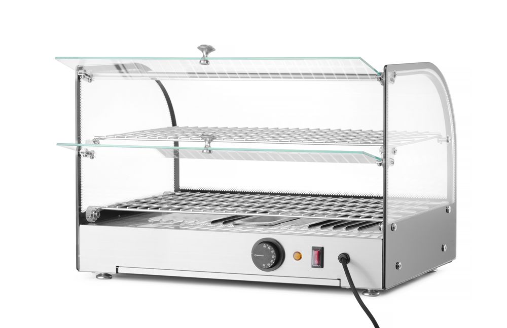 HENDI Warmhaltevitrine doppelt schwarz – 45 L, 800 W HENDI