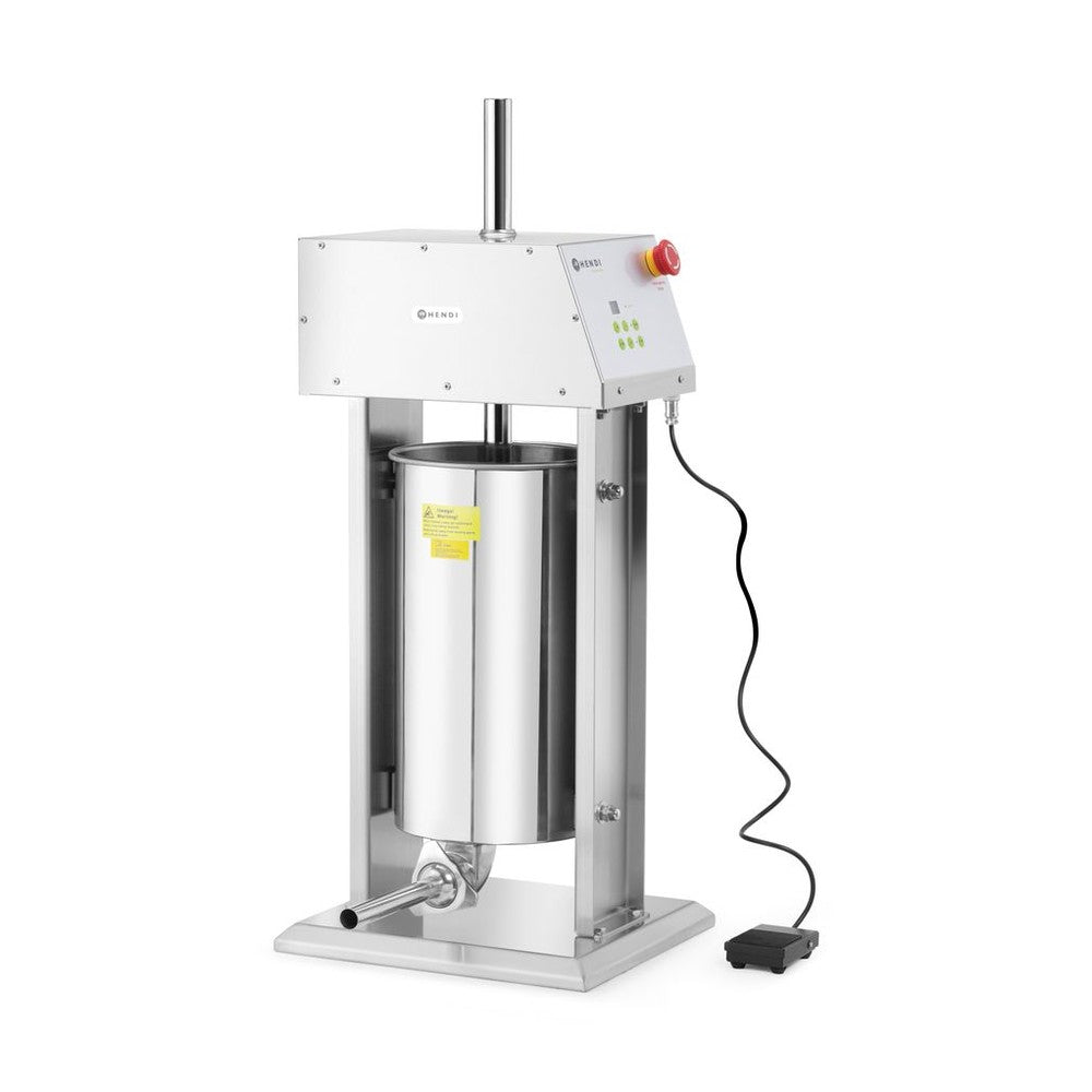 HENDI Wurstfüllmaschine elektrisch 15 L – Fusspedal, 4 Trichter