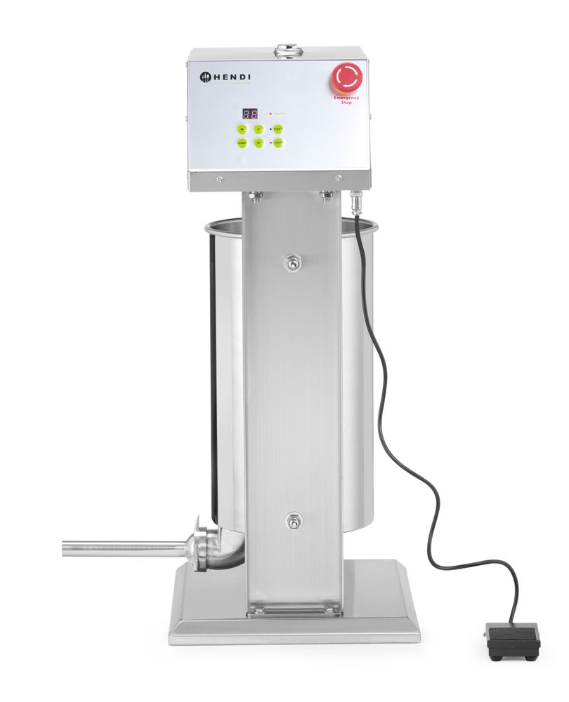 HENDI Wurstfüllmaschine elektrisch 15 L – Fusspedal, 4 Trichter