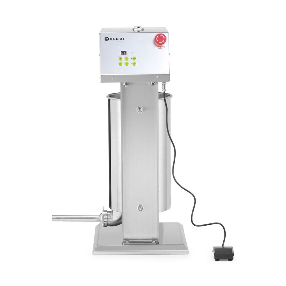 HENDI Wurstfüllmaschine elektrisch 15 L – Fusspedal, 4 Trichter