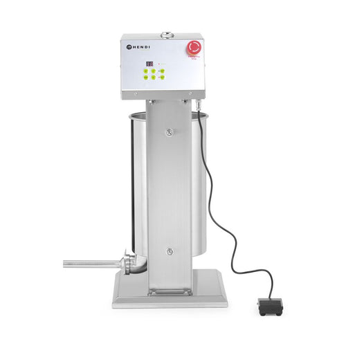 HENDI Wurstfüllmaschine elektrisch 15 L – Fusspedal, 4 Trichter