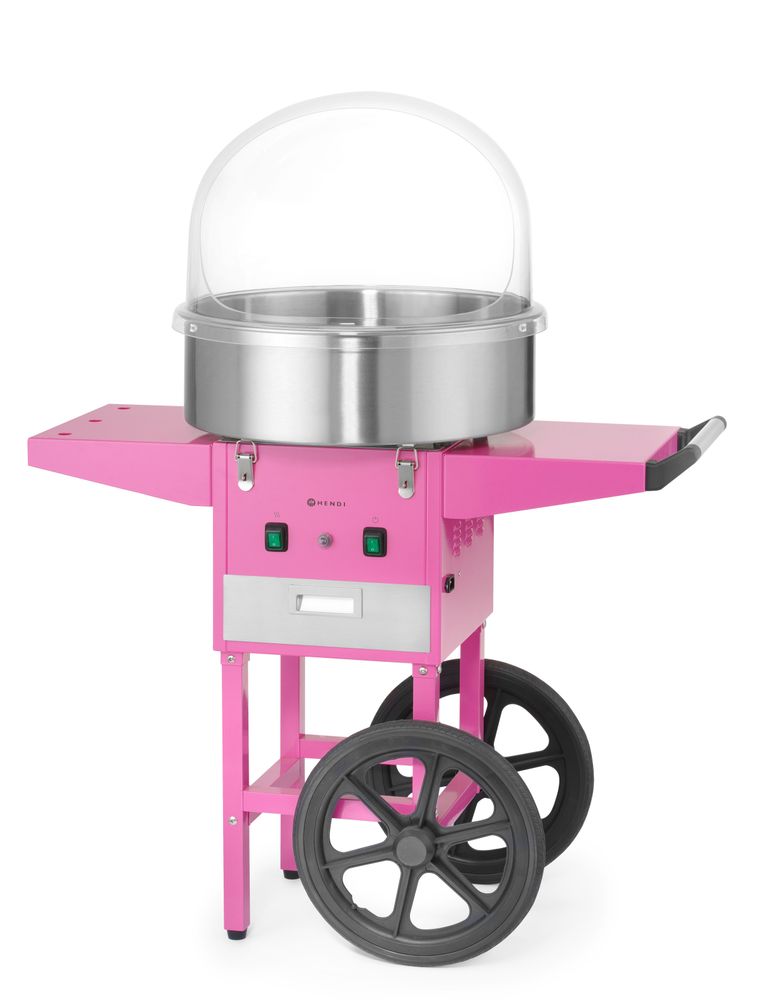 HENDI Zuckerwattemaschine Pastellrosa mit Wagen – 1130 W