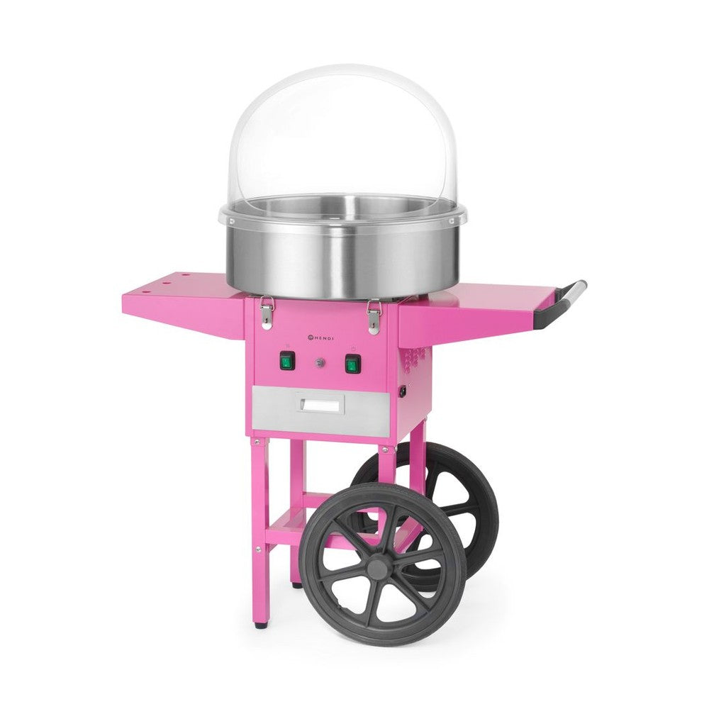 HENDI Zuckerwattemaschine Pastellrosa mit Wagen – 1130 W