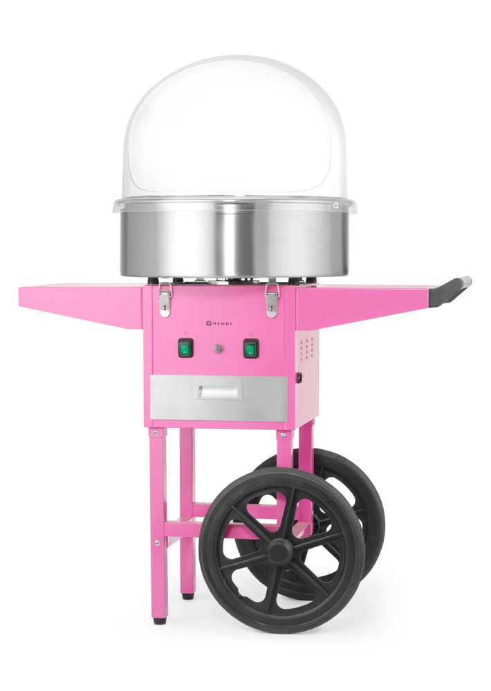 HENDI Zuckerwattemaschine Pastellrosa mit Wagen – 1130 W