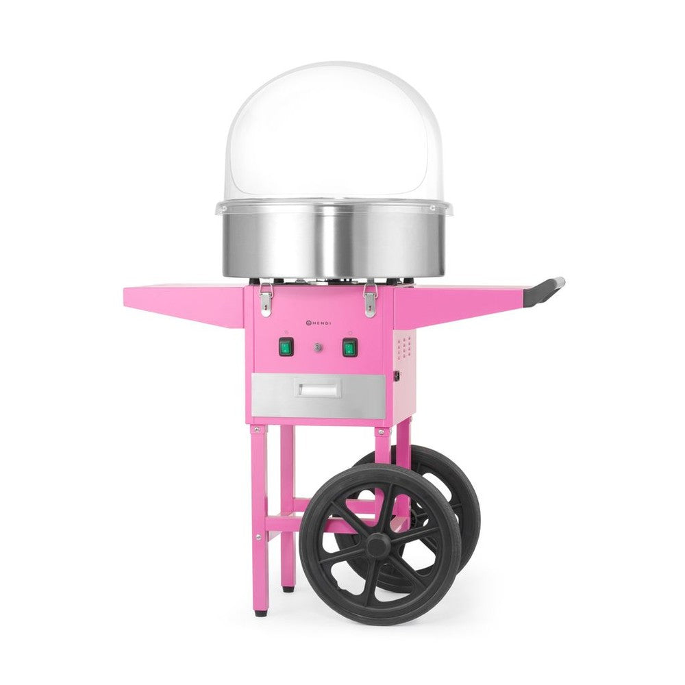 HENDI Zuckerwattemaschine Pastellrosa mit Wagen – 1130 W