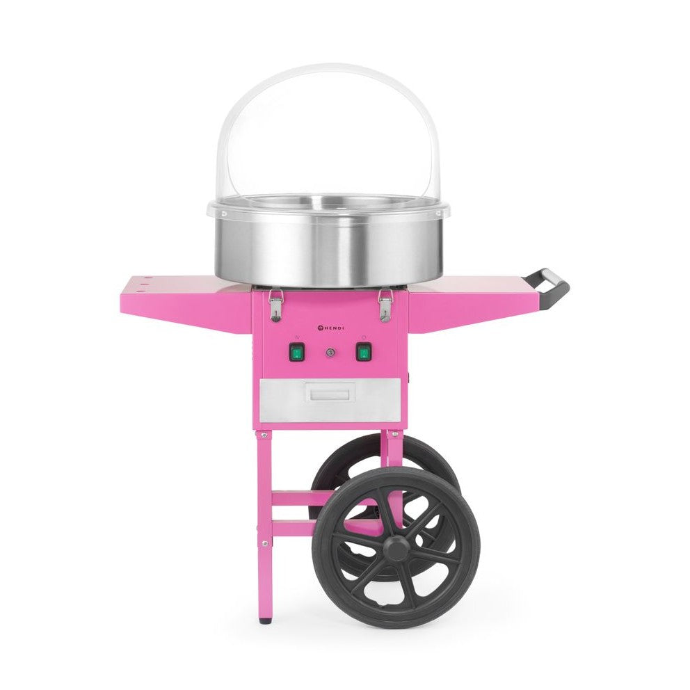 HENDI Zuckerwattemaschine Pastellrosa mit Wagen – 1130 W