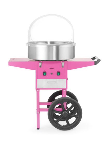 HENDI Zuckerwattemaschine Pastellrosa mit Wagen – 1130 W