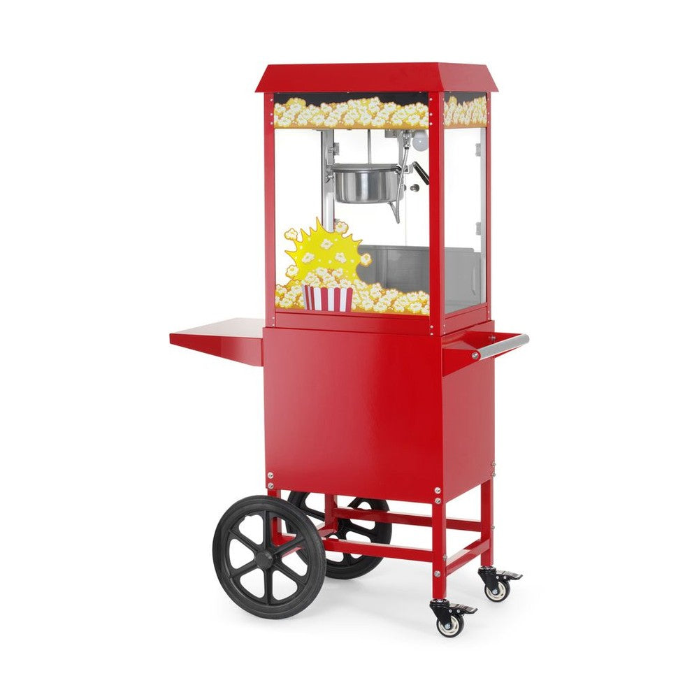 HENDI Popcornmaschine mit Fahrgestell – Rot, 150 g pro Zyklus
