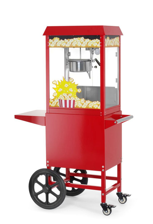 HENDI Popcornmaschine mit Fahrgestell – Rot, 150 g pro Zyklus