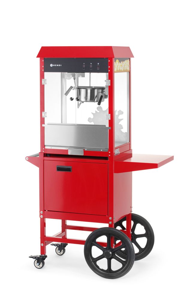 HENDI Popcornmaschine mit Fahrgestell – Rot, 150 g pro Zyklus