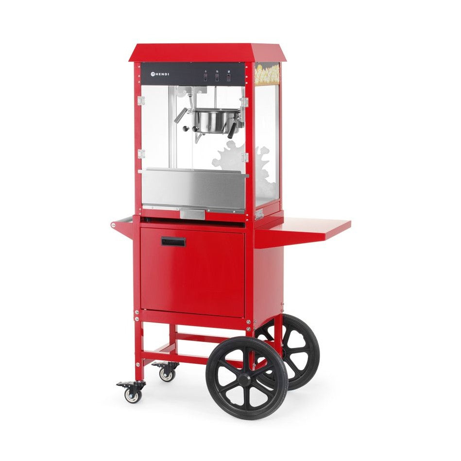 HENDI Popcornmaschine mit Fahrgestell – Rot, 150 g pro Zyklus