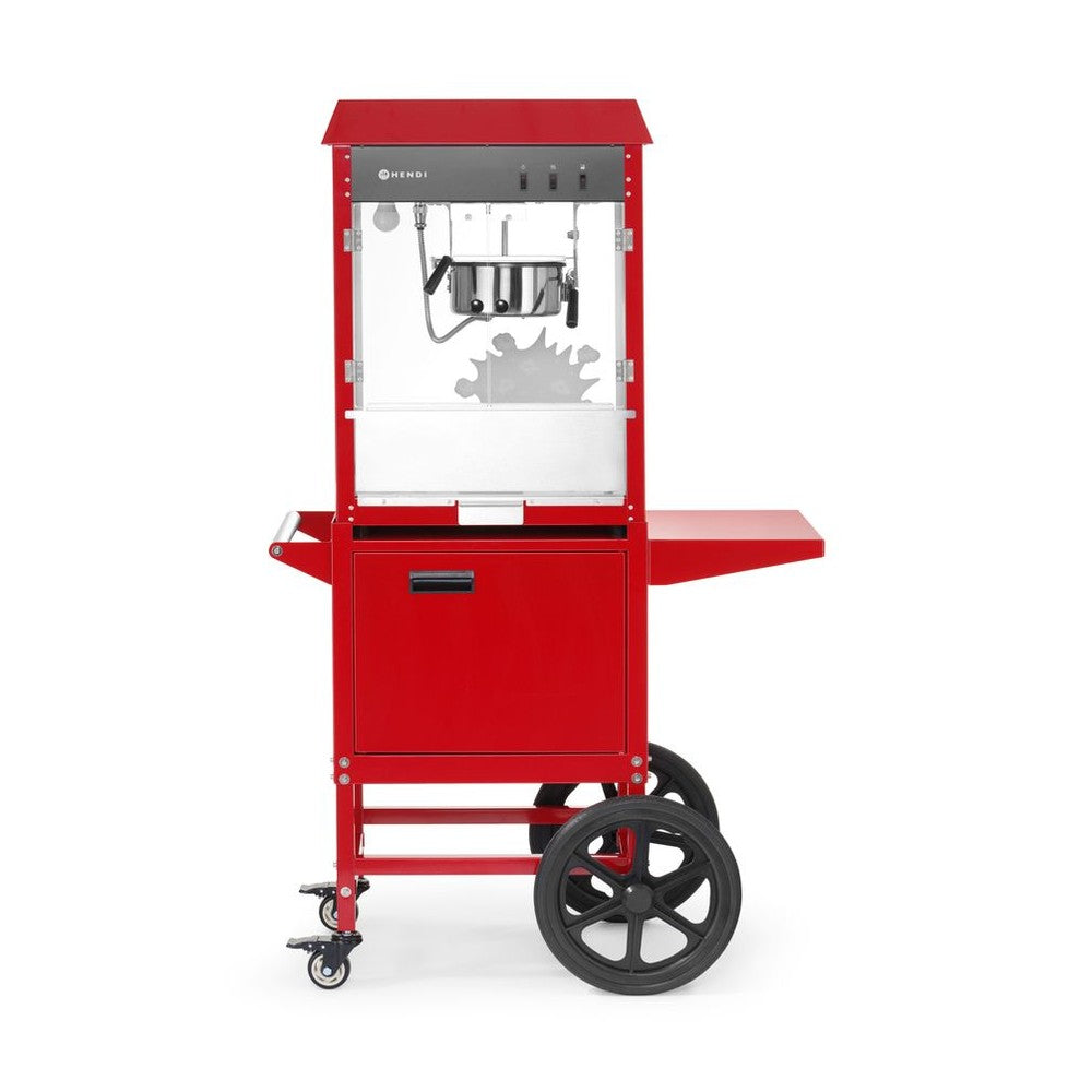 HENDI Popcornmaschine mit Fahrgestell – Rot, 150 g pro Zyklus
