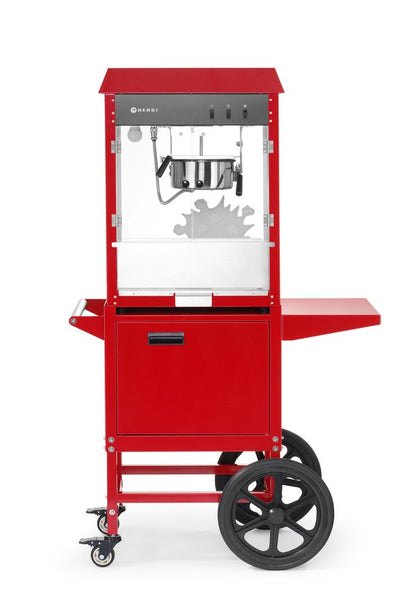 HENDI Popcornmaschine mit Fahrgestell – Rot, 150 g pro Zyklus