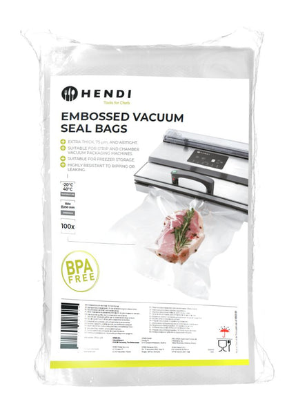 HENDI Vakuumbeutel geprägt 150 × 250 mm – 100 Stück, 75 µm