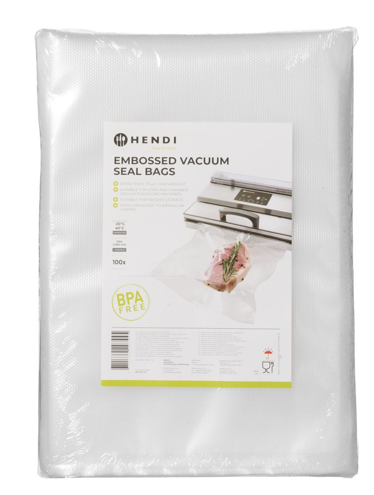 HENDI Vakuumbeutel geprägt 250 × 350 mm – 100 Stück, 75 µm
