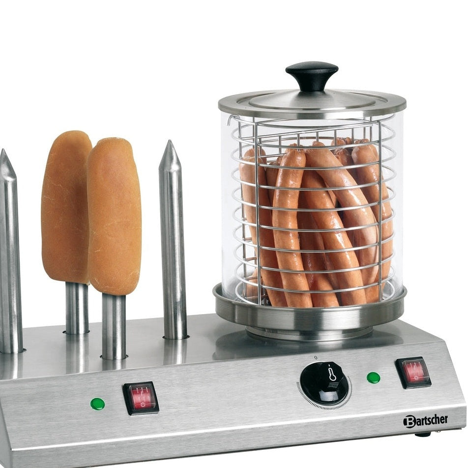 Bartscher Hot-Dog-Gerät – 4 Toaststangen, Glaszylinder Ø 200 mm Bartscher