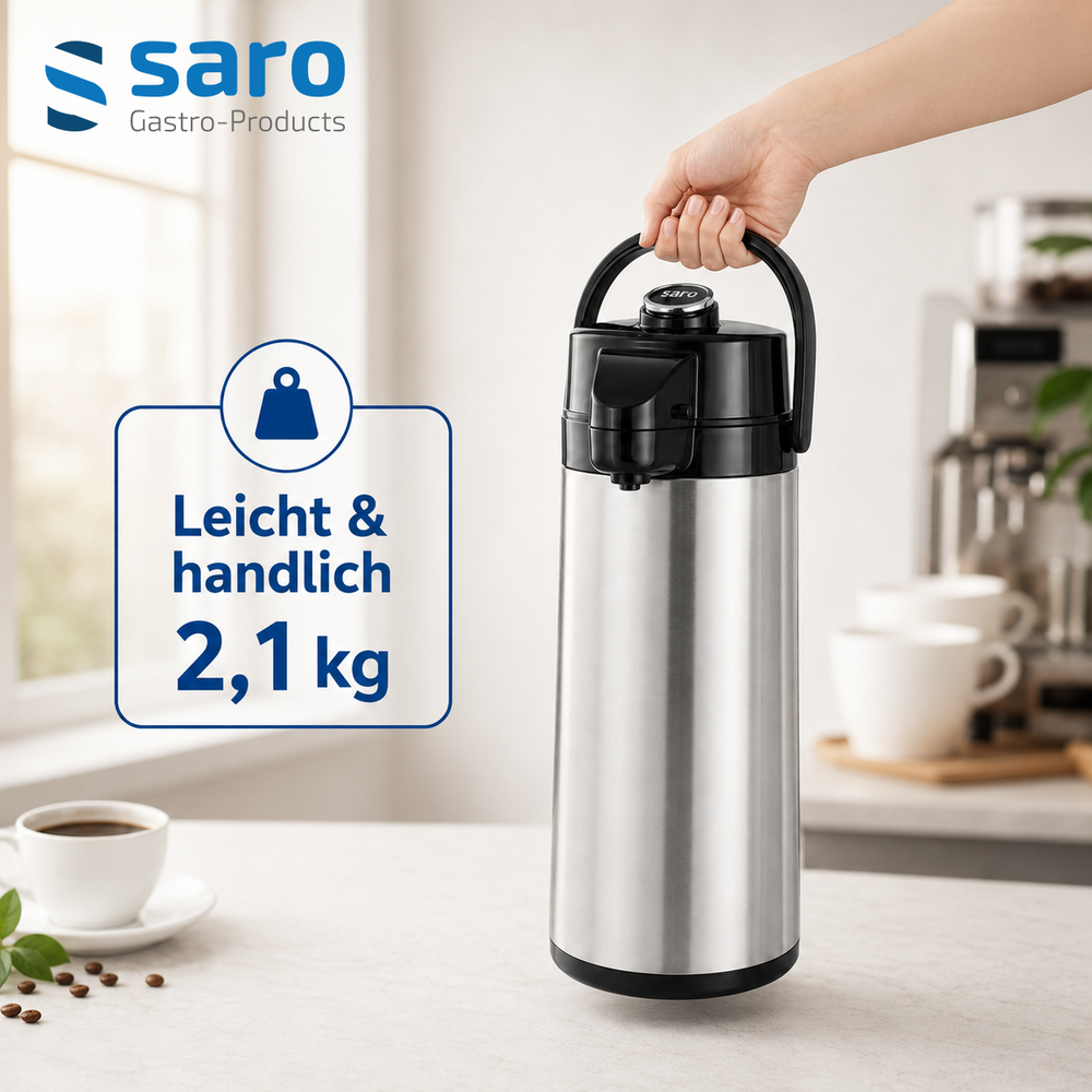 SARO Isolierpumpkanne 2,2 Liter – Edelstahl