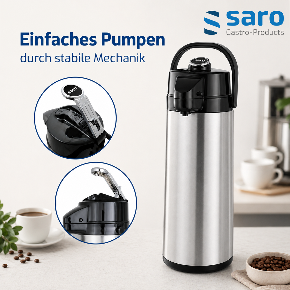 SARO Isolierpumpkanne 2,2 Liter – Edelstahl