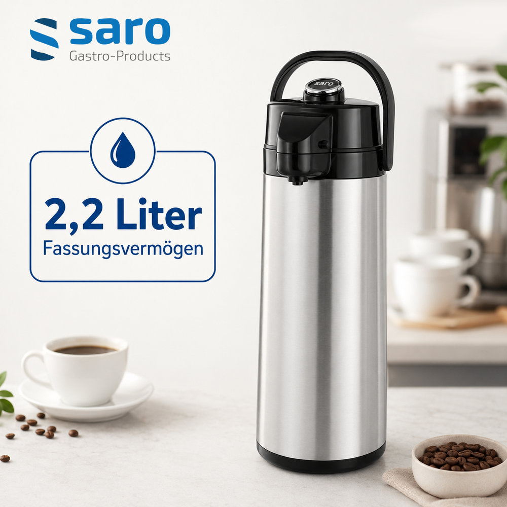 SARO Isolierpumpkanne 2,2 Liter – Edelstahl