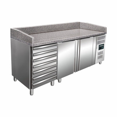 SARO Pizza Table PZ 2610 TN PRO – Granite, 2 Doors, 7 Drawers