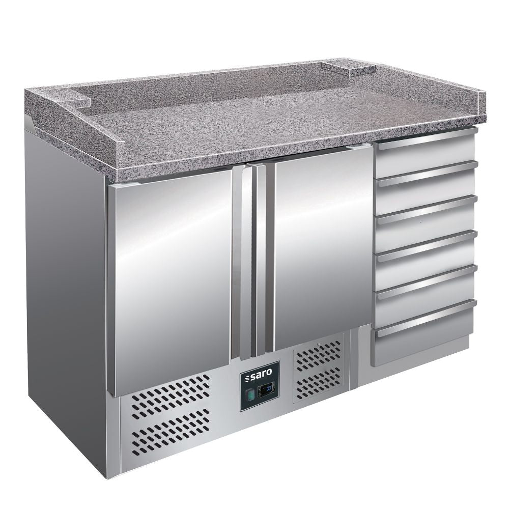 SARO Pizzatisch, 2 Türen + 6 Schubladen, Modell PZ 9001 SARO