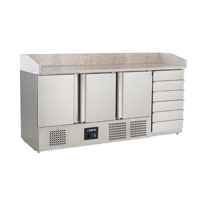SARO Pizza Table PZ 9031 PRO – Granite, 3 Doors, 6 Drawers