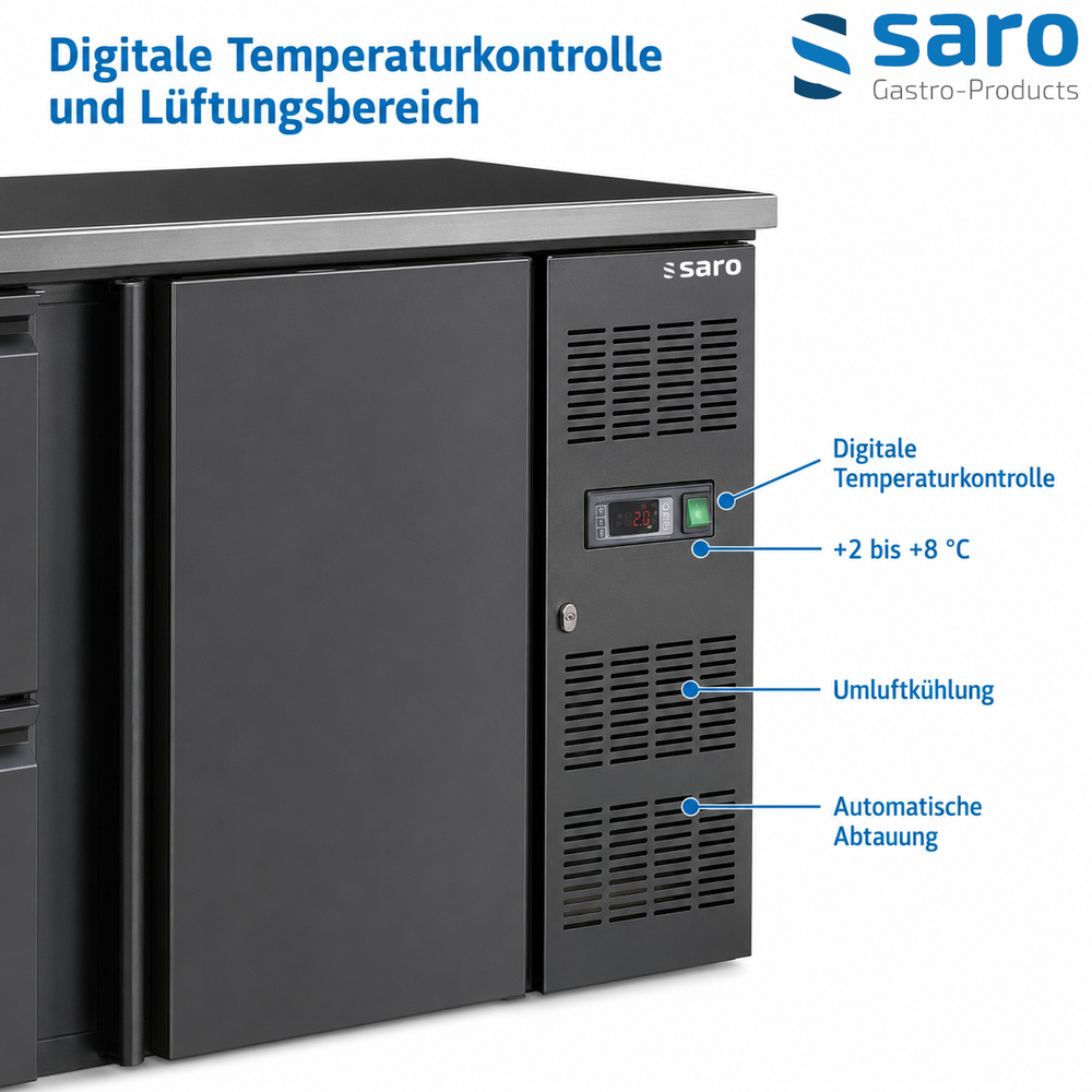 SARO Barkühler BC 2100-2S – 1 Tür und 2 Schubladen, 201 Liter