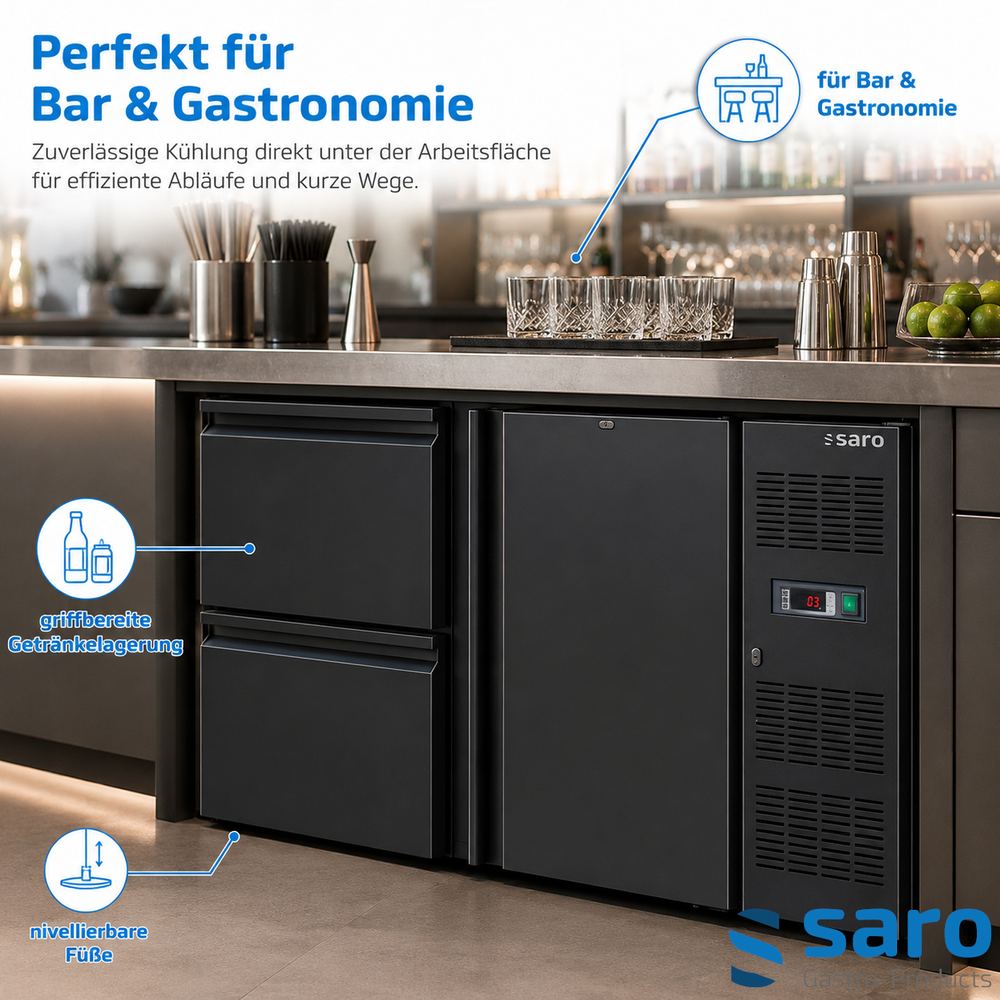 SARO Barkühler BC 2100-2S – 1 Tür und 2 Schubladen, 201 Liter