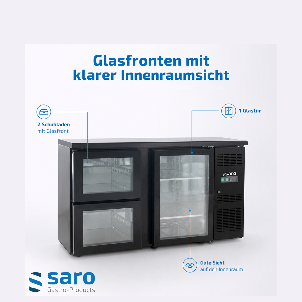 SARO Barkühler BC 2100 G S2 – 1 Glastür und 2 Schubladen