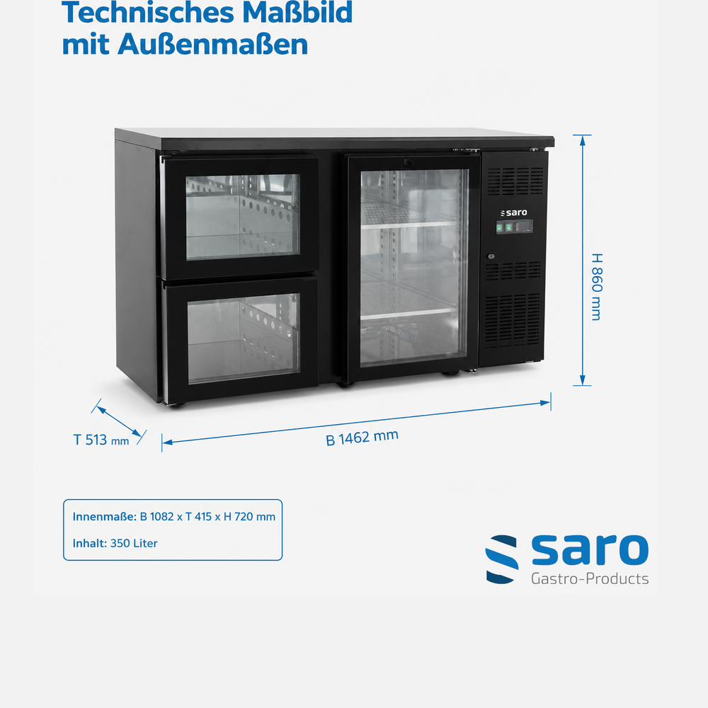 SARO Barkühler BC 2100 G S2 – 1 Glastür und 2 Schubladen
