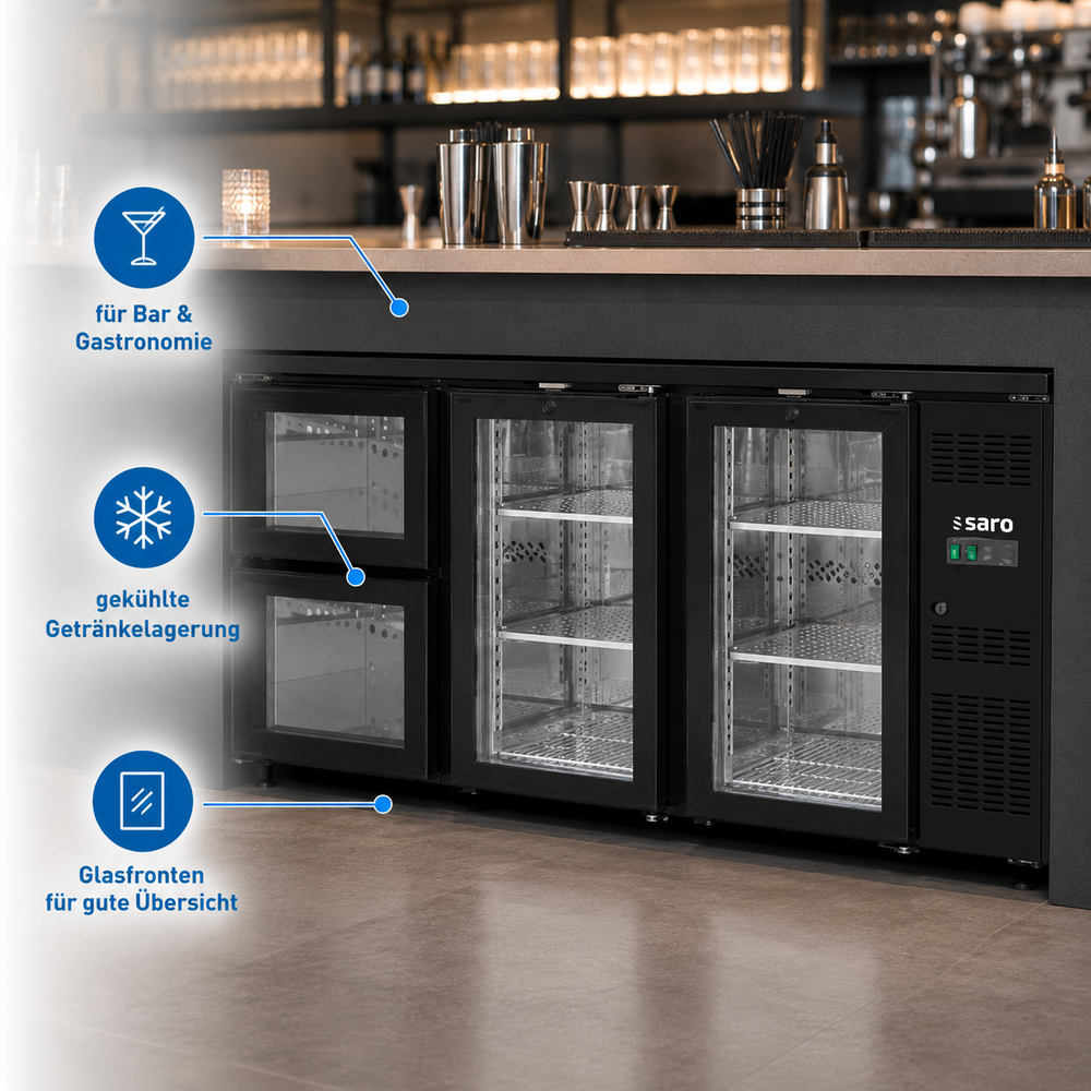 SARO Barkühler BC 3100 G S2 – 2 Glastüren und 2 Schubladen