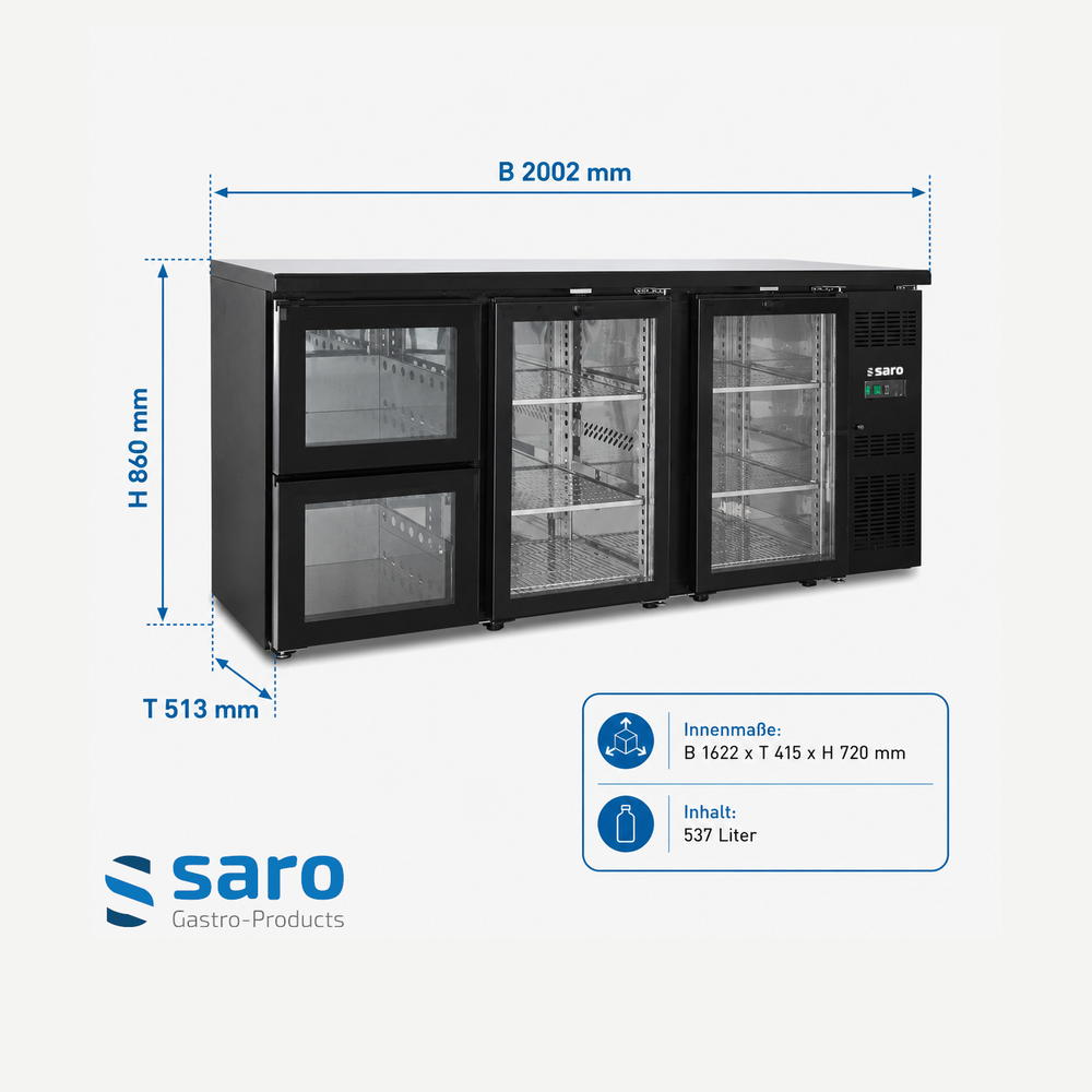 SARO Barkühler BC 3100 G S2 – 2 Glastüren und 2 Schubladen