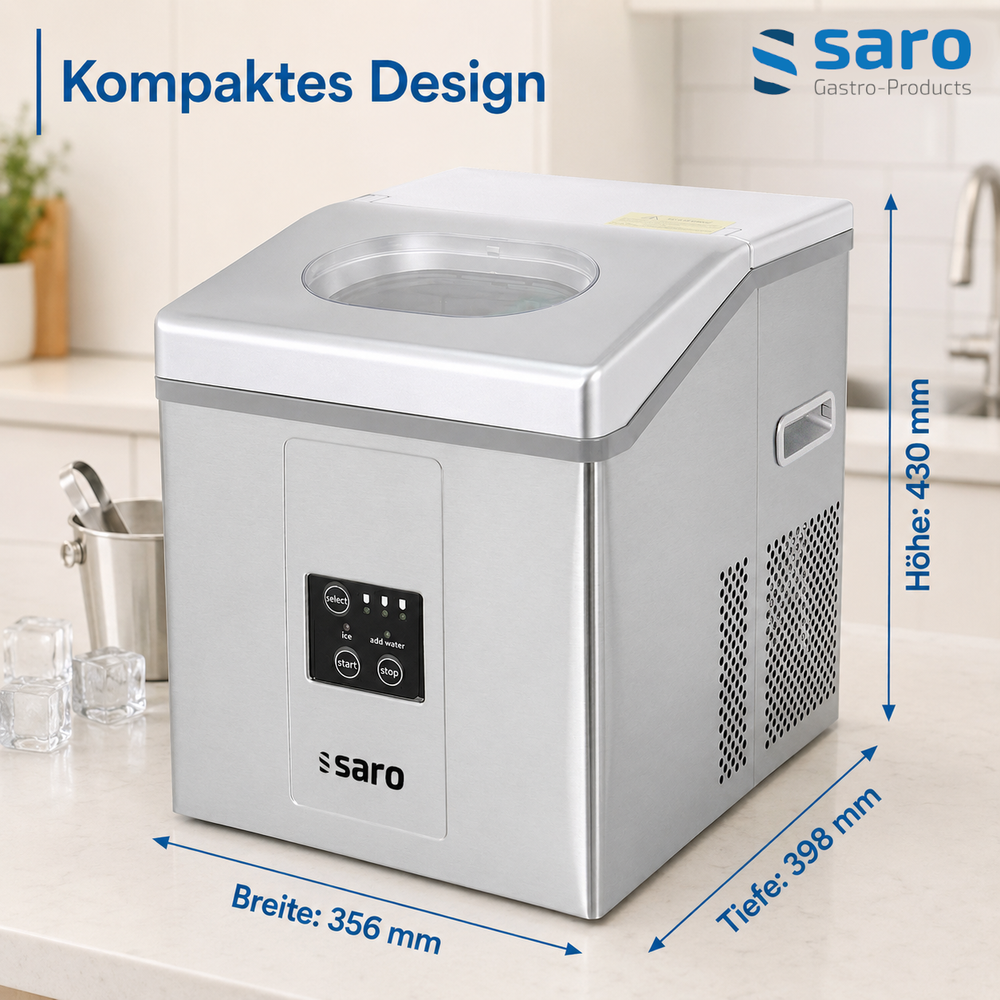 SARO Eiswürfelbereiter EB 15 PRO – 15 kg in 24 h, 3 Eisgrössen