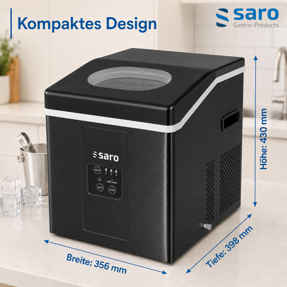 SARO Eiswürfelbereiter EB 15 S PRO – 15 kg in 24 h, schwarz