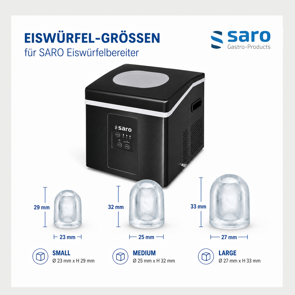 SARO Eiswürfelbereiter EB 15 S PRO – 15 kg in 24 h, schwarz
