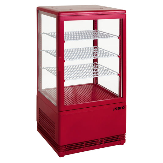 SARO Mini-Umluftkühlvitrine 68 Liter, Modell SC 70 rot SARO