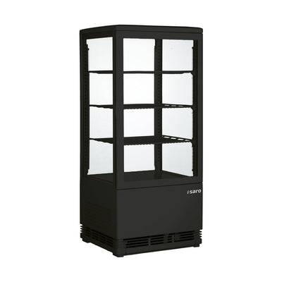 SARO SC 80 Refrigerated Display Cabinet – 78 Liters, Glass on 4 Sides, Black