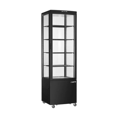 SARO SVEN Refrigerated Display Cabinet – 235 Liters, 4 Shelves, Castors, Black