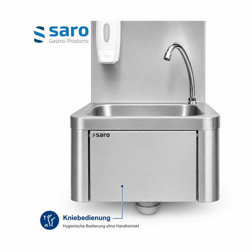 SARO Handwaschbecken KEVIN – Kniebedienung, mit Seifenspender