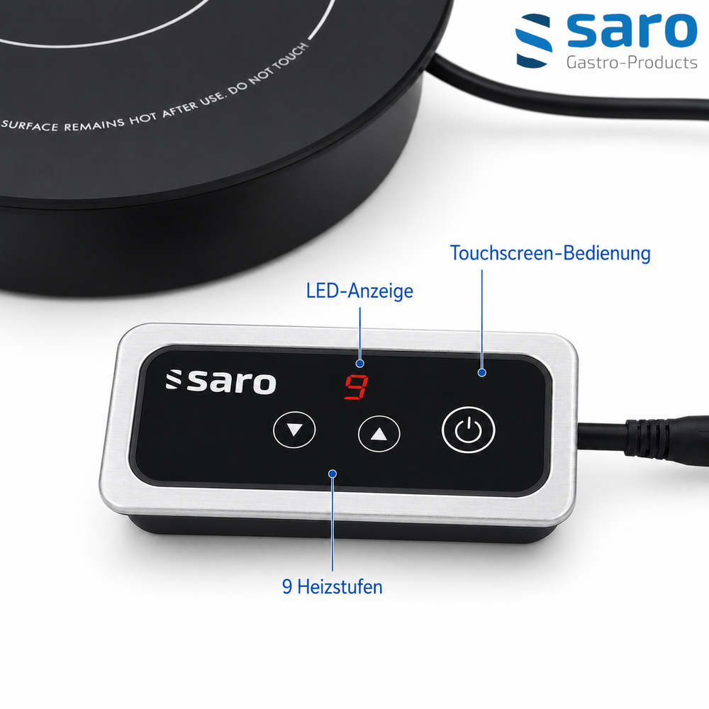 SARO Einbau-Induktionsplatte EVA – Warmhalten, 1 kW, 9 Stufen