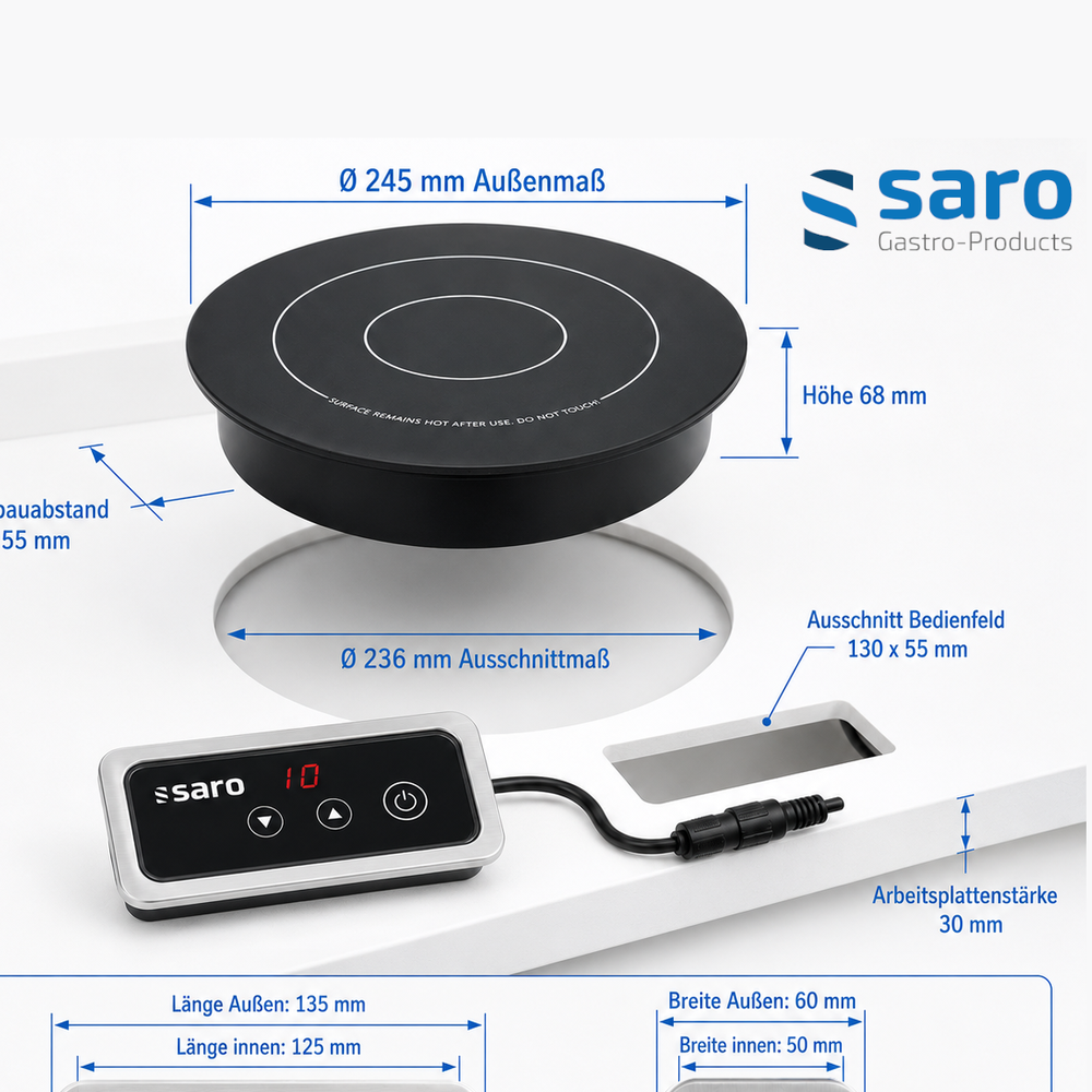 SARO Einbau-Induktionsplatte EVA – Warmhalten, 1 kW, 9 Stufen