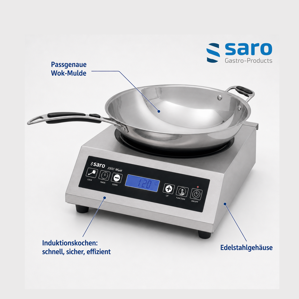 SARO Wok-Induktionskochfeld LOUISA – inkl. Wok, 3,5 kW