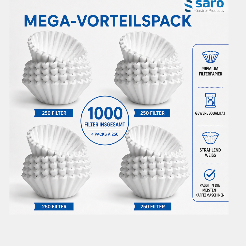 SARO Korbfilterpapier, weiss – 1000 Stück, Ø 245 mm