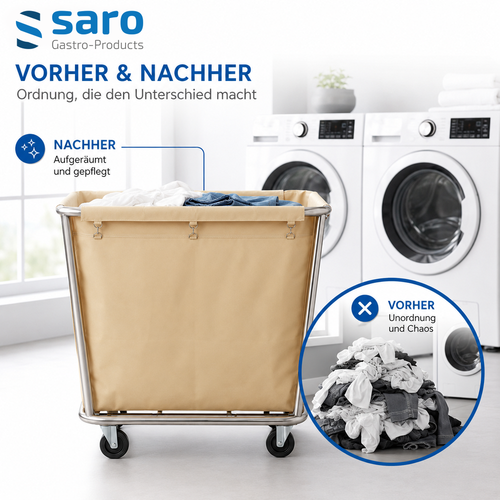 SARO Wäschewagen AF 264 – Edelstahlrahmen, Wäschesack für ca. 25 kg