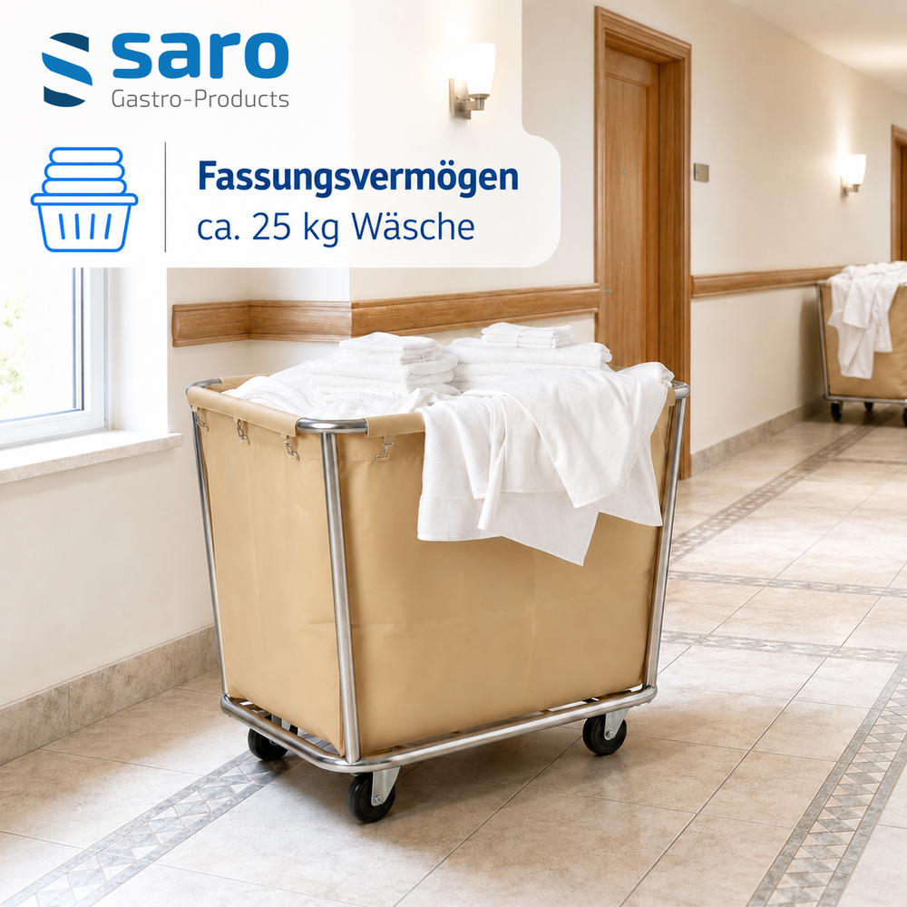 SARO Wäschewagen AF 264 – Edelstahlrahmen, Wäschesack für ca. 25 kg