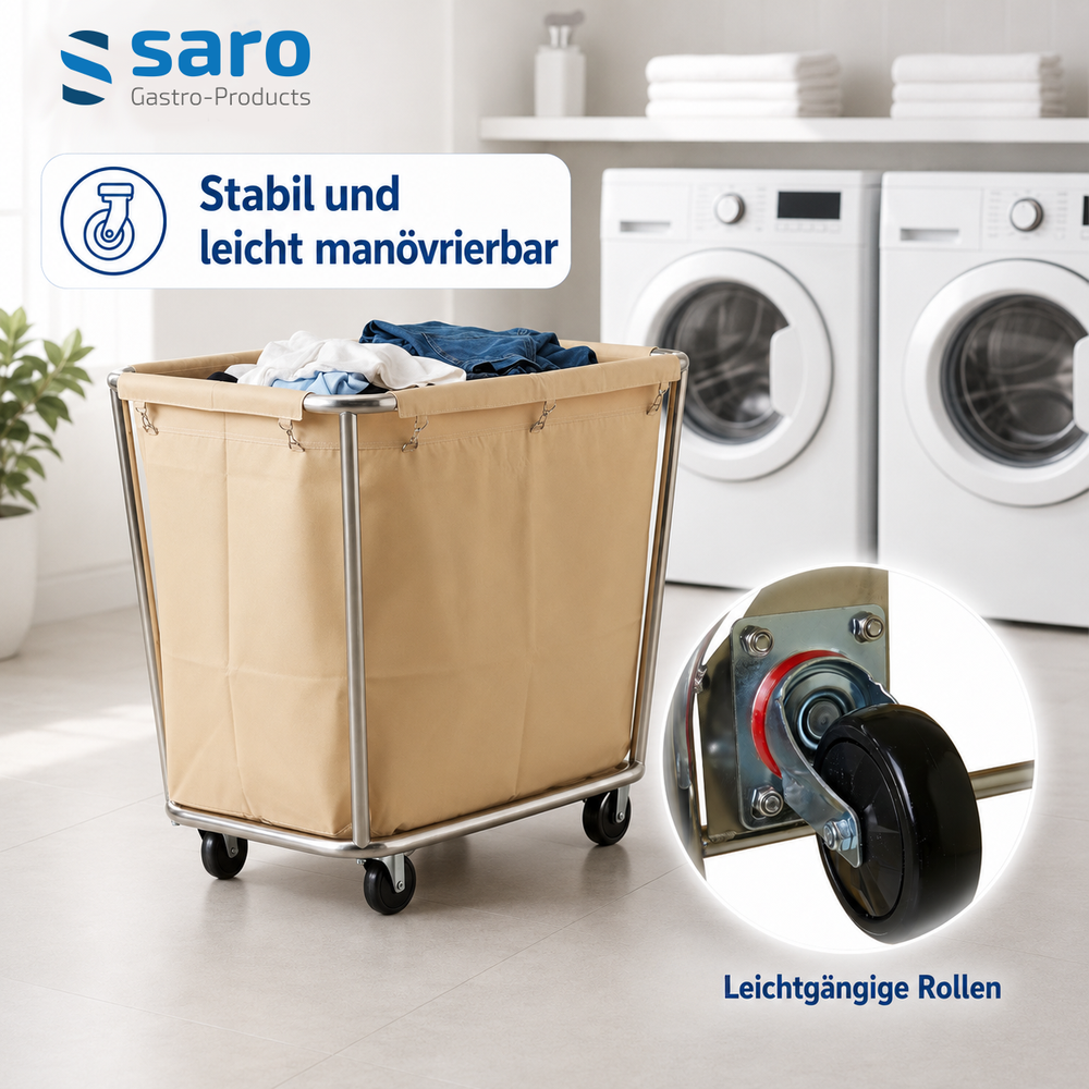 SARO Wäschewagen AF 264 – Edelstahlrahmen, Wäschesack für ca. 25 kg