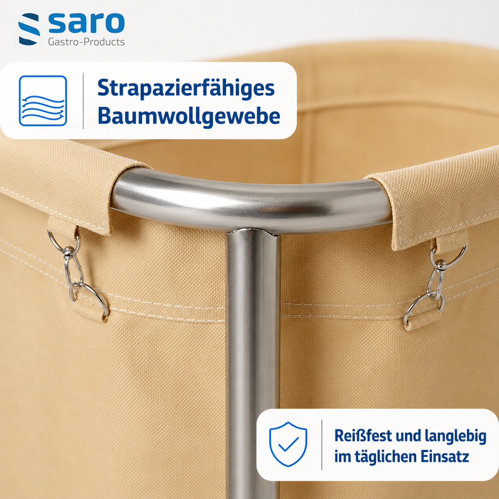 SARO Wäschewagen AF 264 – Edelstahlrahmen, Wäschesack für ca. 25 kg